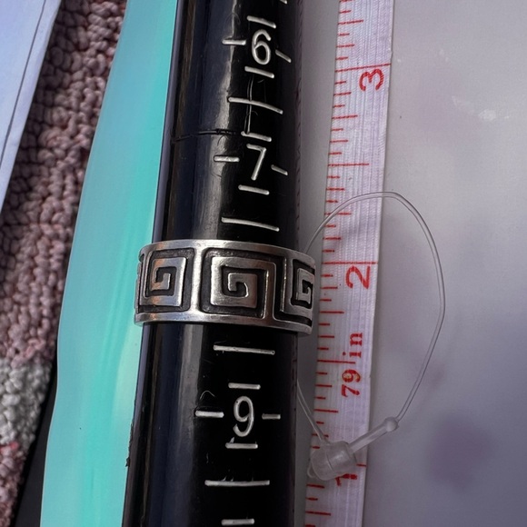 SILVER 925 GREEK KEY WIDE RING SIZE US 7.75 - Picture 2 of 5